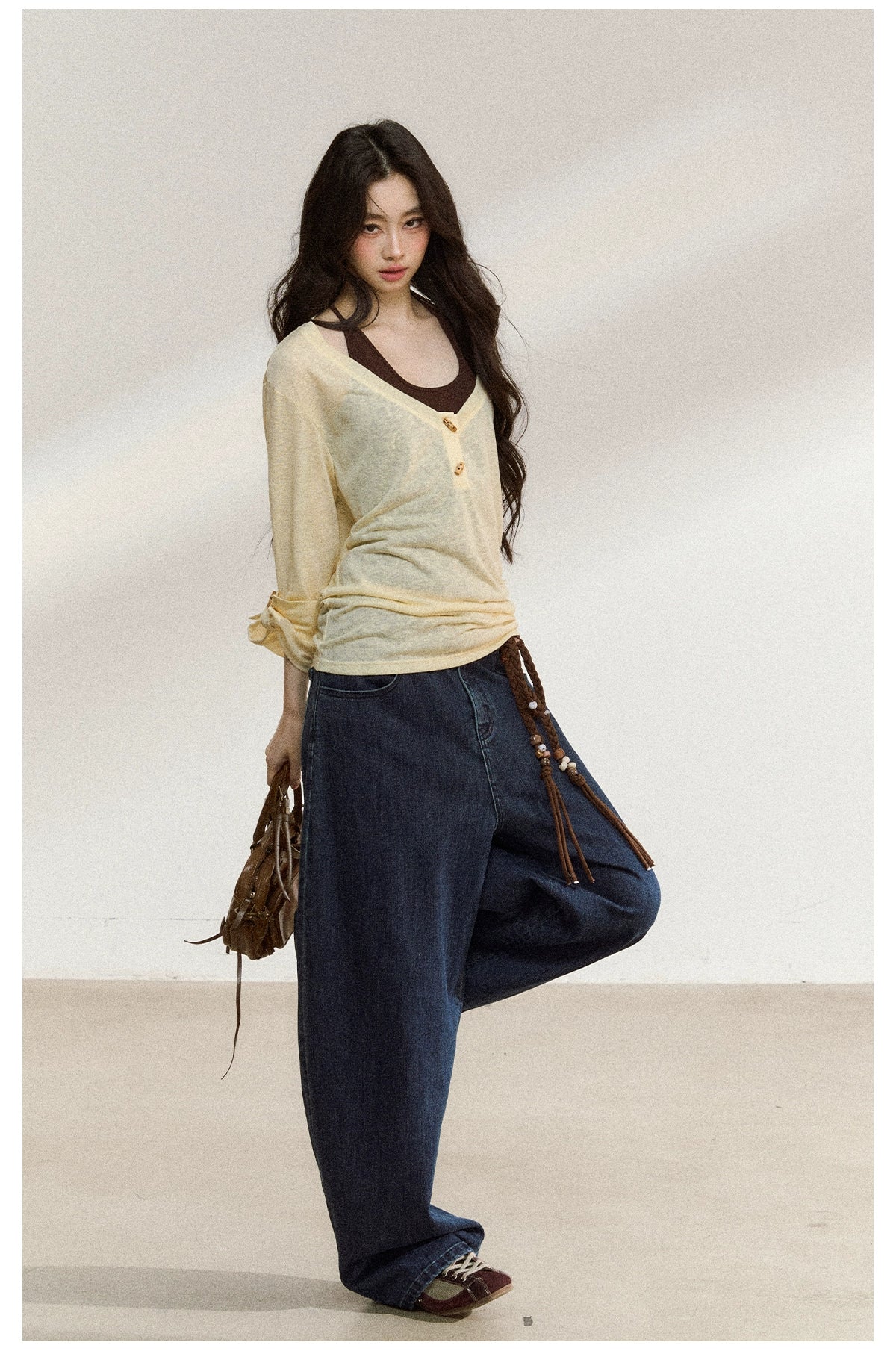 Textured Silk-Blend V-Neck Pullover & Tank Top Set - CHINASQUAD