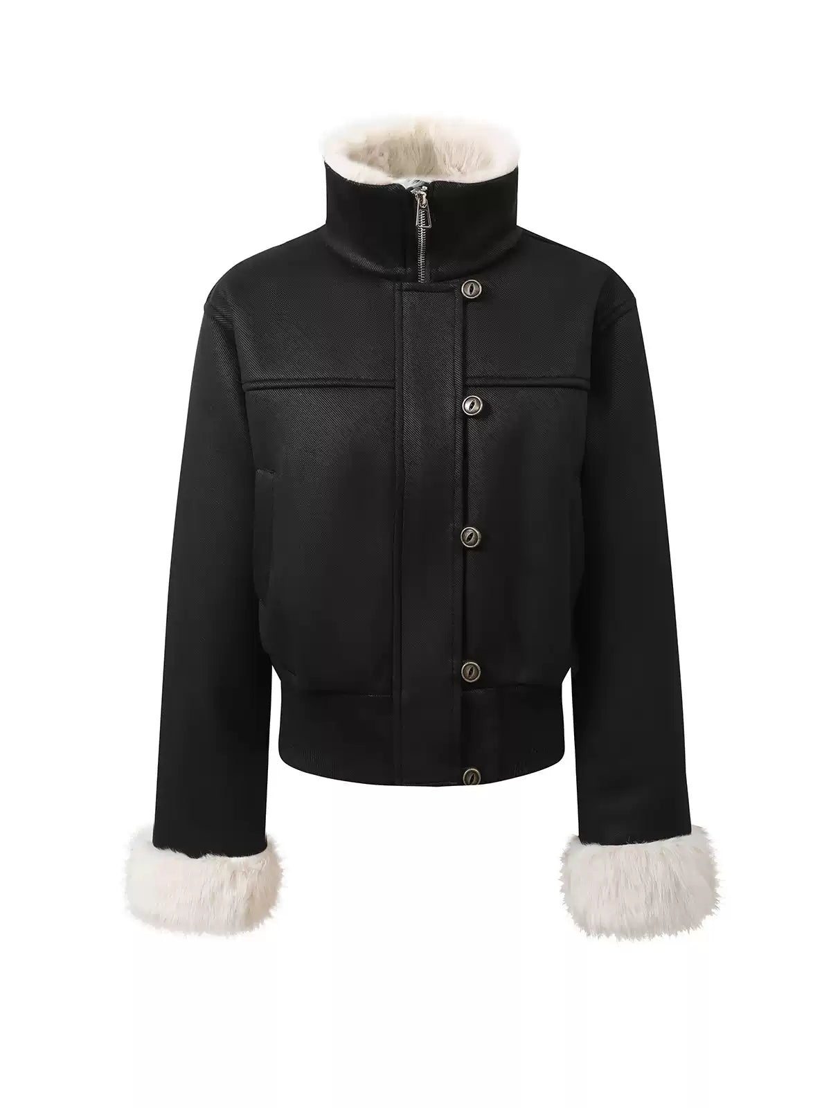 Black Fitted Shearling Jacket