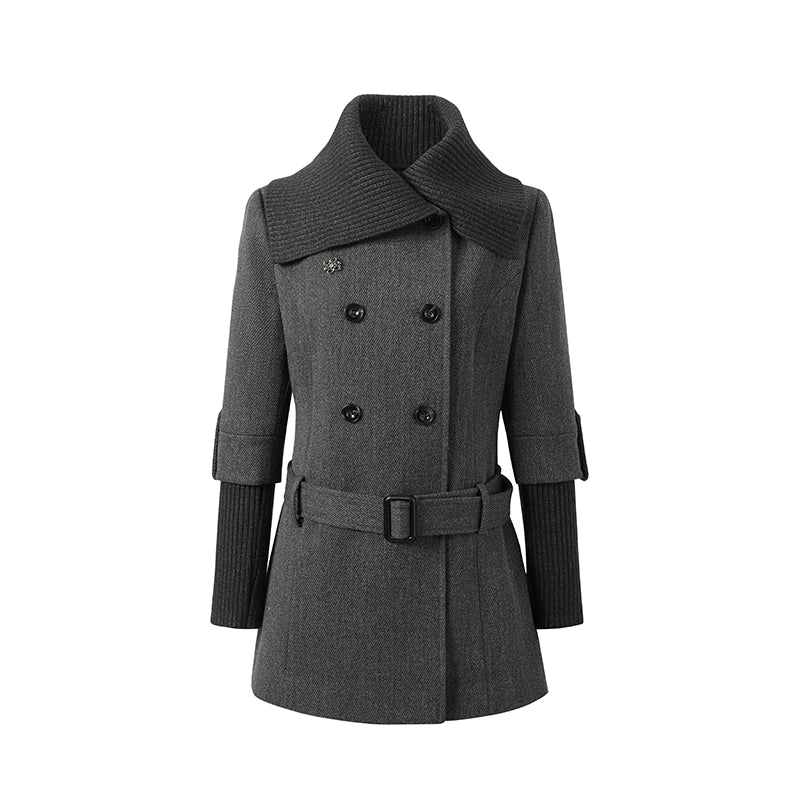 Grey Tailored Wool-Blend Long Dress