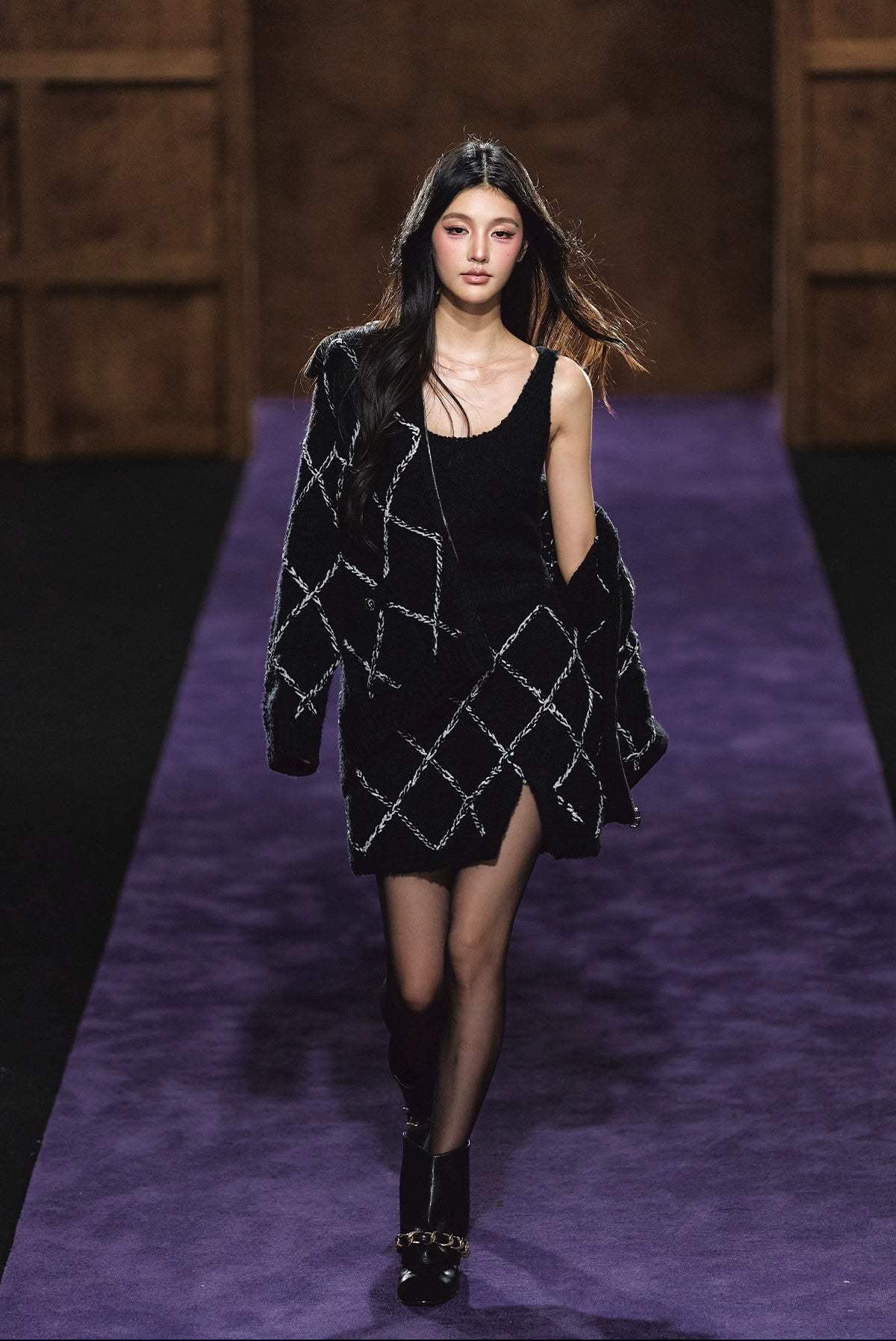 Wool-Blend Textured Hooded Cardigan & Dress Set