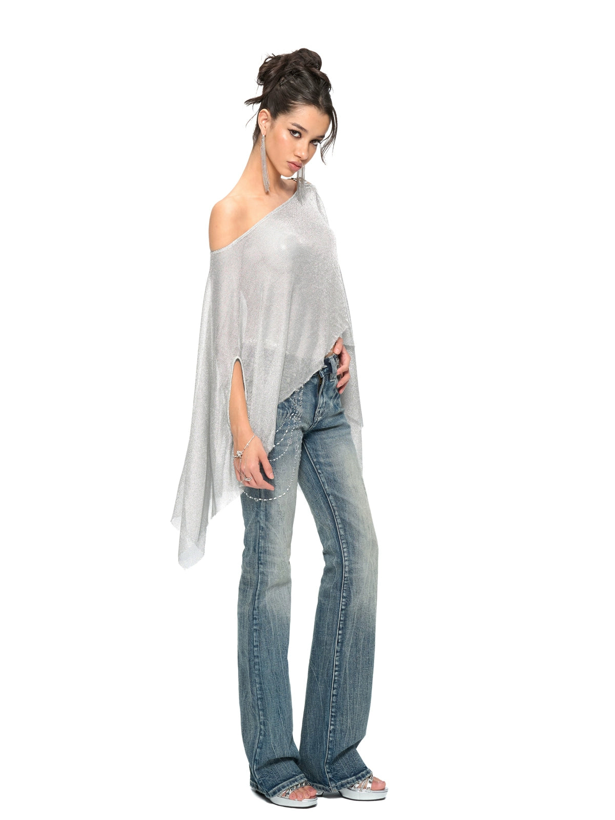 Silver Iridescent Thread Beach Cape