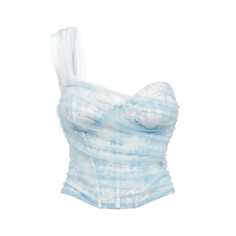 Tassel Ribbon Strapless Top & Tulle Skirt Set - CHINASQUAD