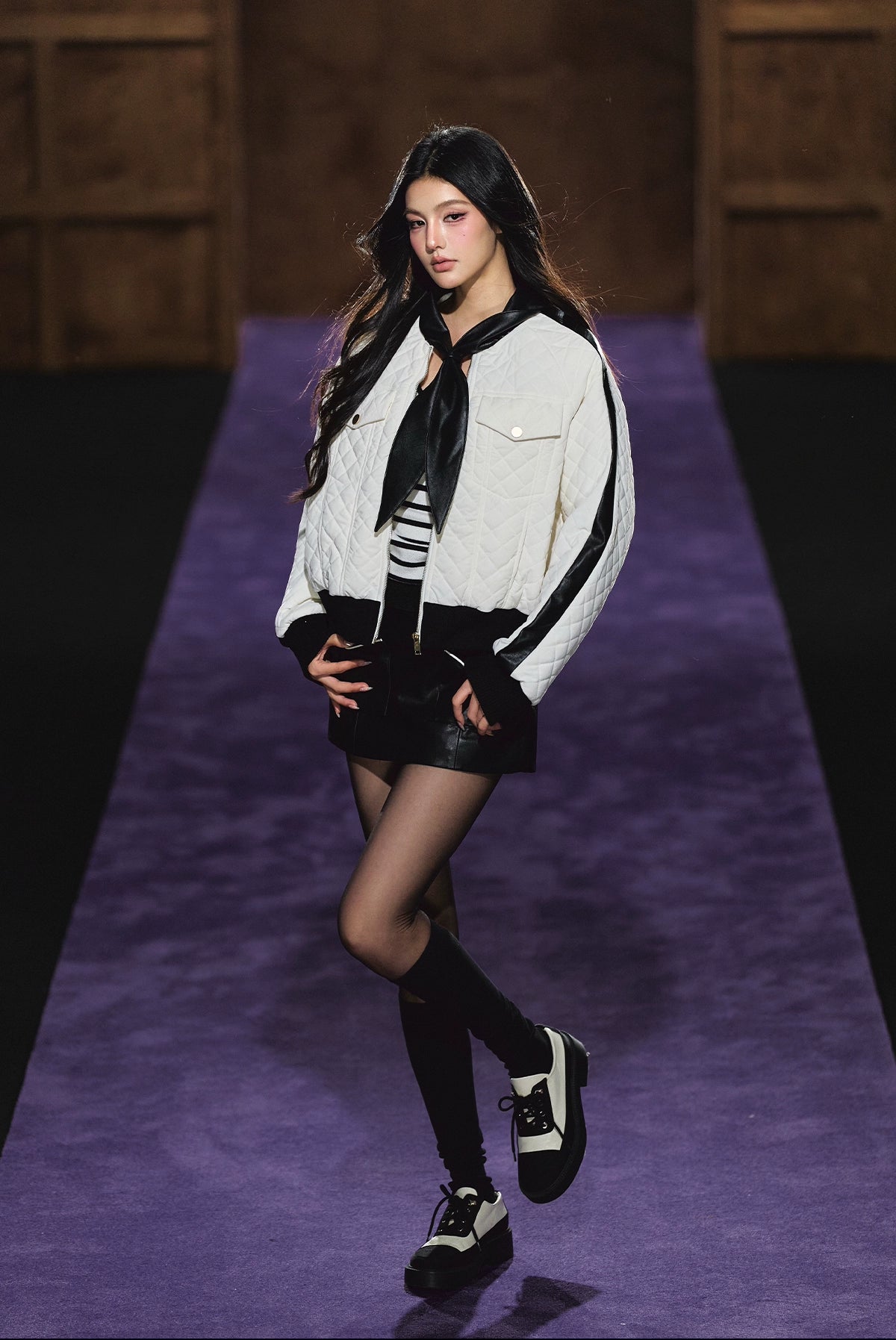 Diamond Quilted Bow-Tie Cotton Padded Jacket