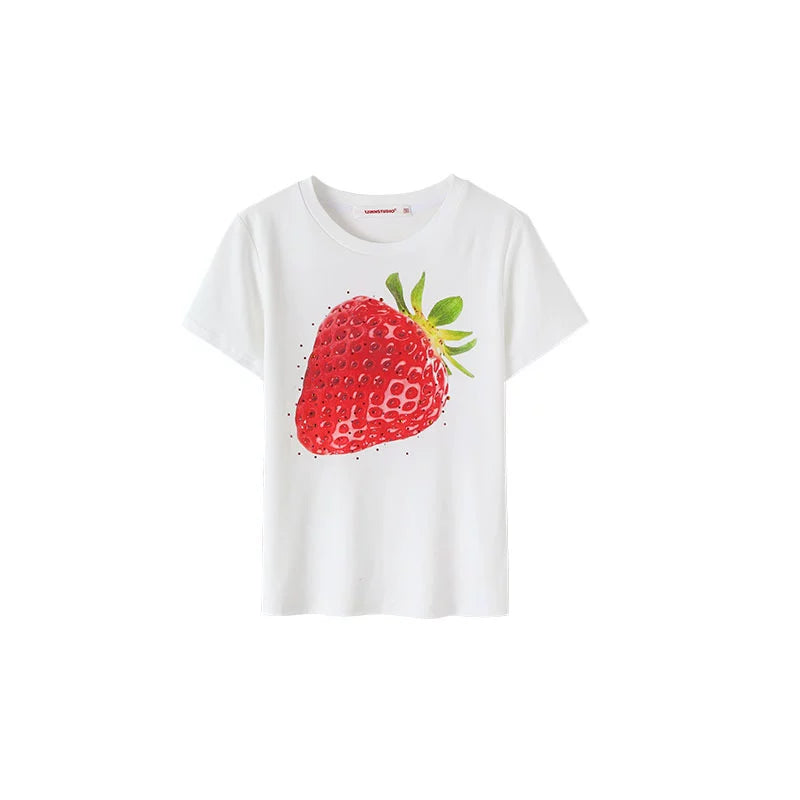 Fruit Printed Rhinestone T-shirt - CHINASQUAD