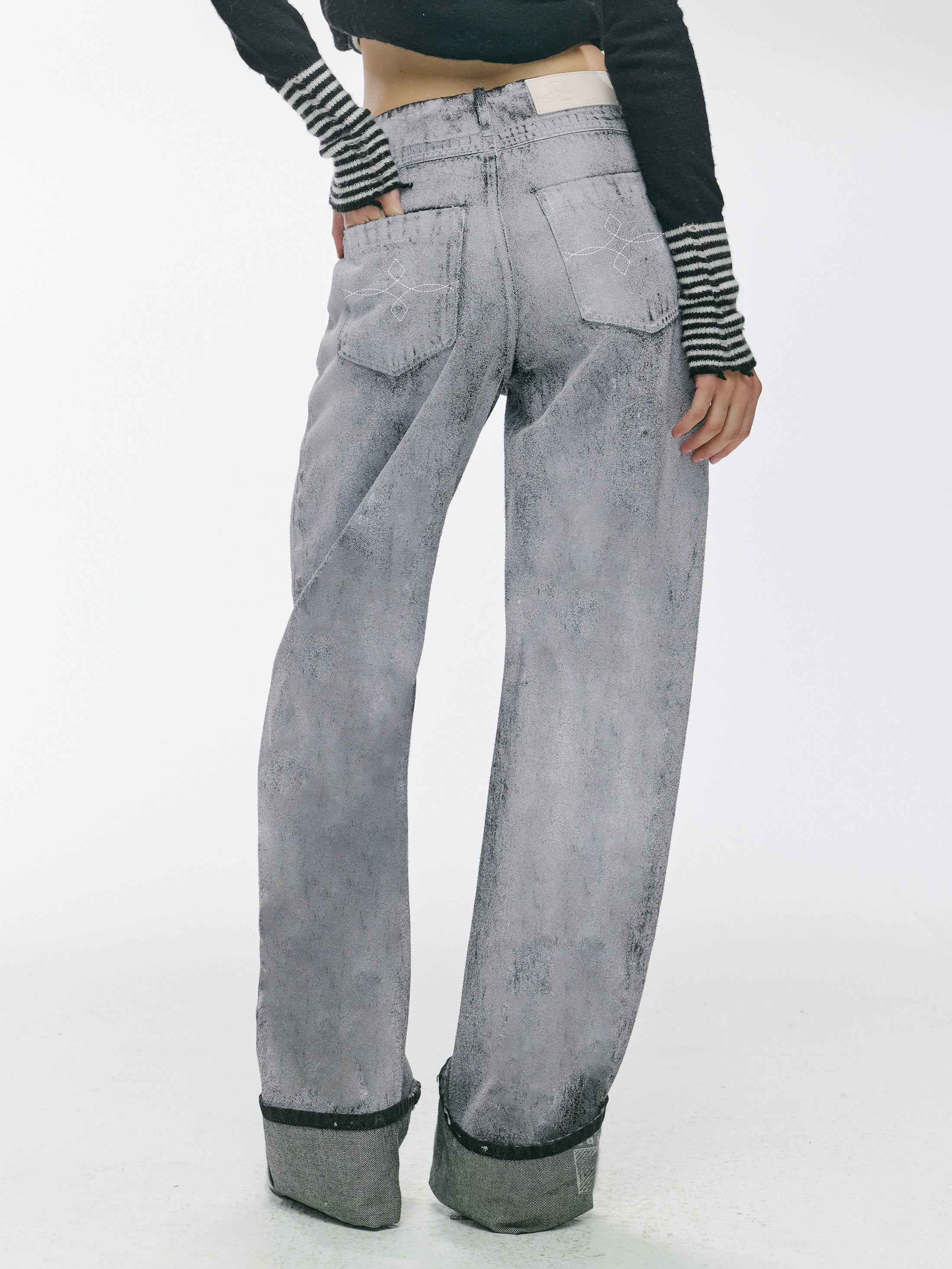 Vintage Washed Straight-Leg Denim Pants