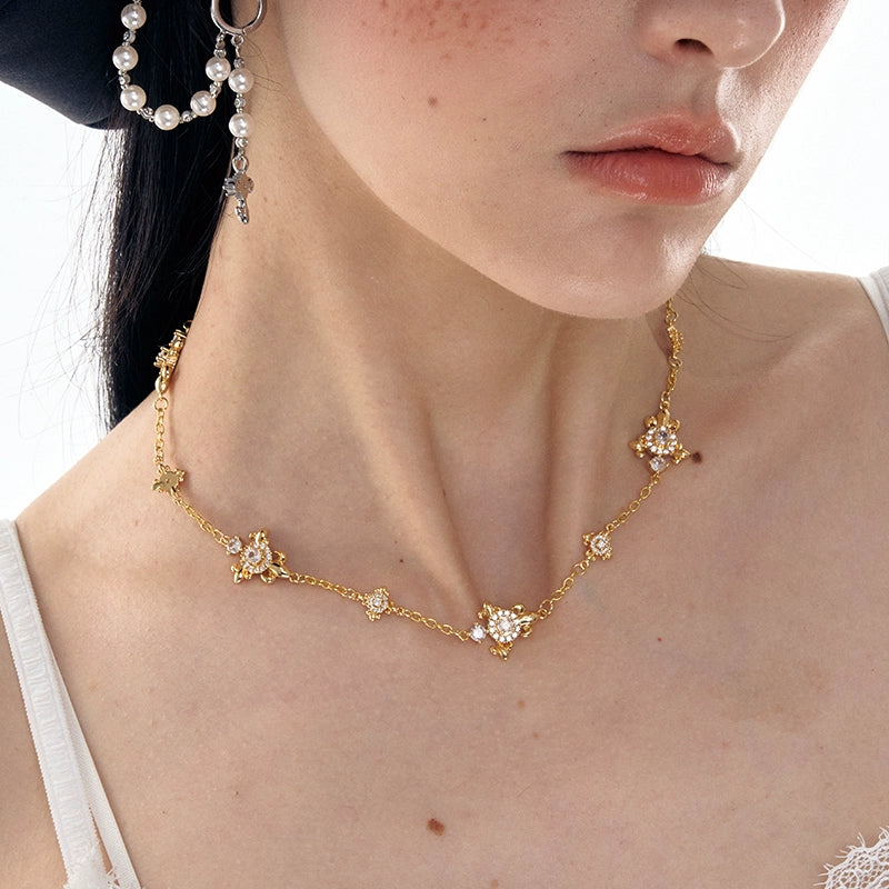 Iris Rhinestone Pendant Necklace - CHINASQUAD
