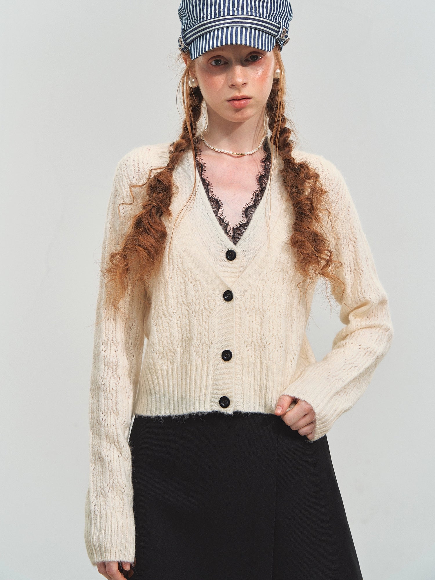 Lace V-Neck Layered Cardigan