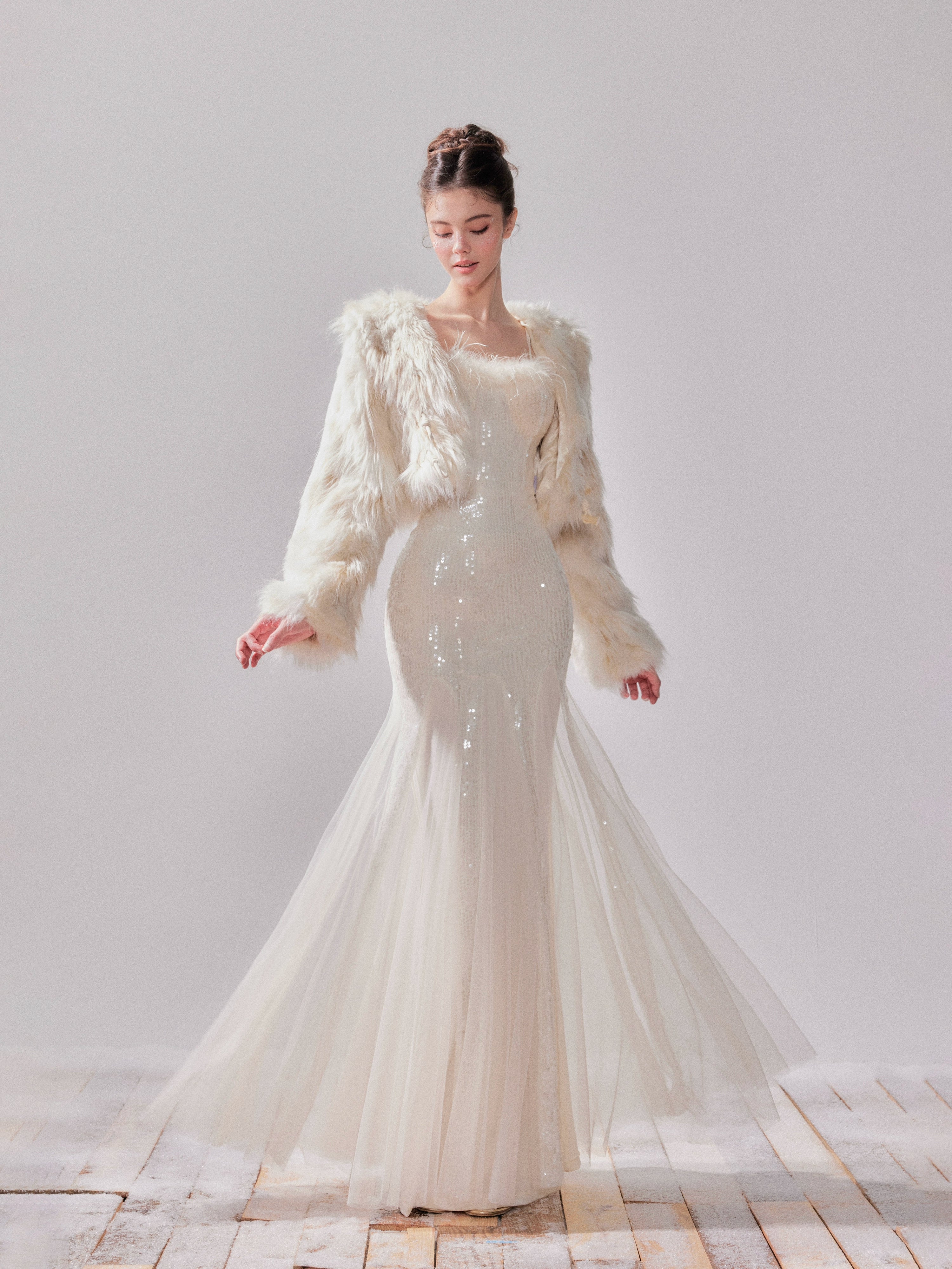 Snowmist Faux Fox Fur Toggle Cropped Jacket