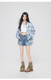 Embroidered Plaid Sun-protective Shirt - CHINASQUAD