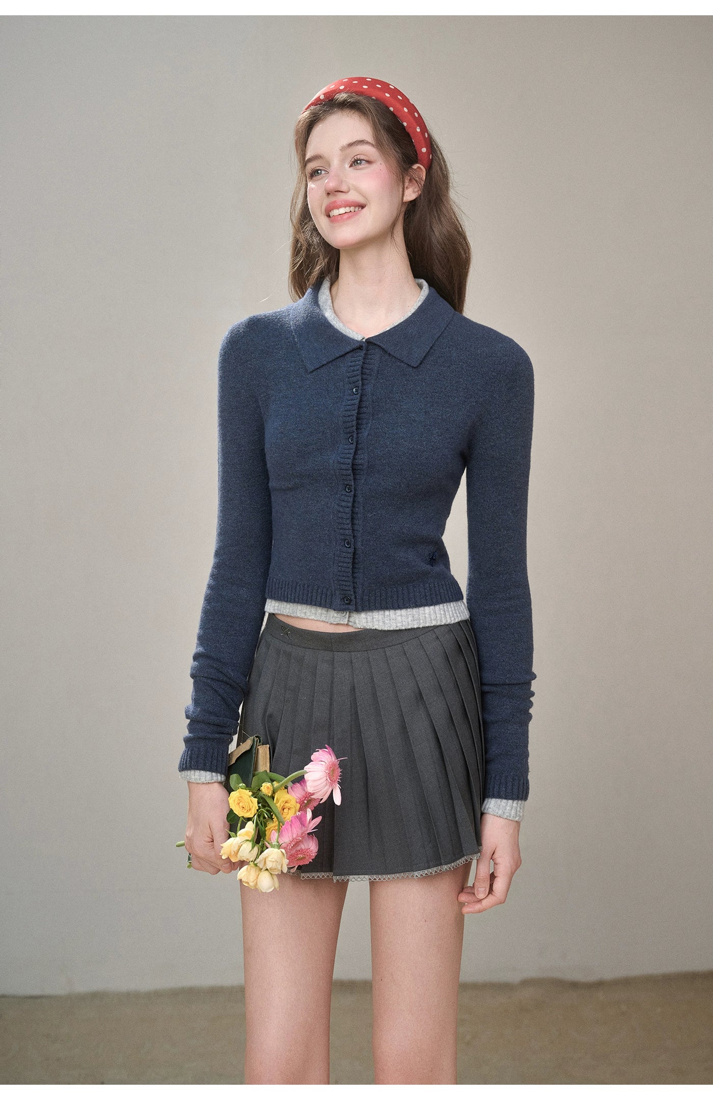 Mist-Grey Pleated Skirt