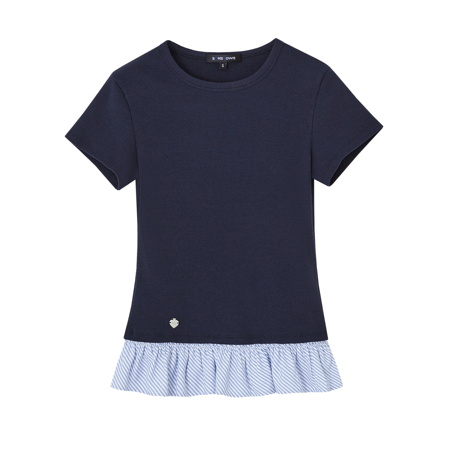 Fake Two-Piece Patchwork Puff Sleeve