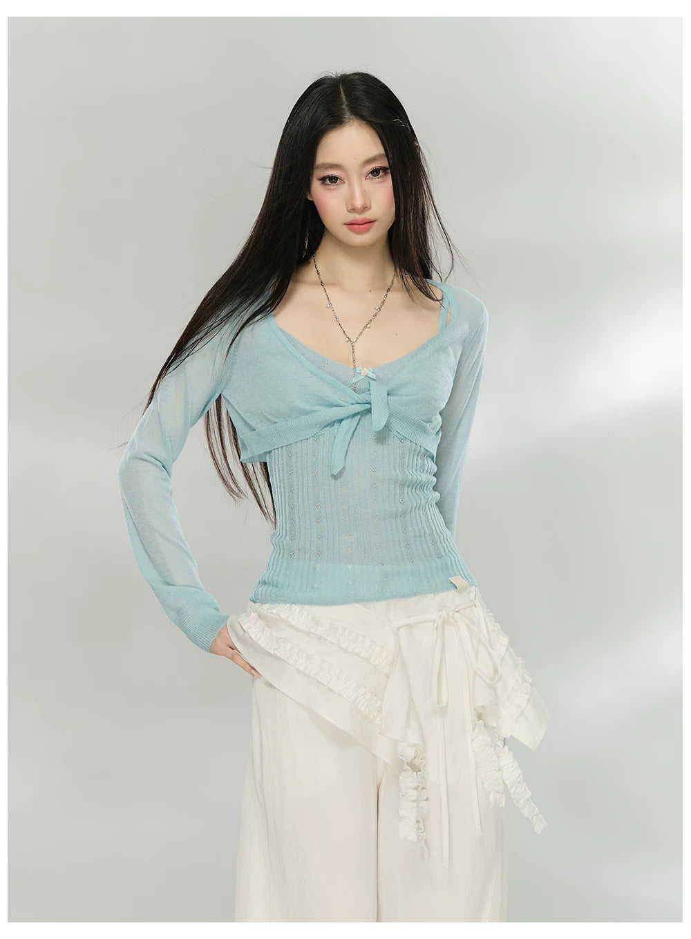 Knit Cardigan & Camisole Two-Piece Set