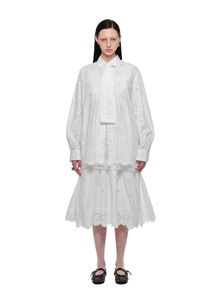 White Lace Jacquard Shirt - CHINASQUAD