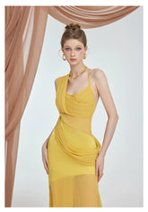 Ayla Slit Full-Skirt Dress - CHINASQUAD