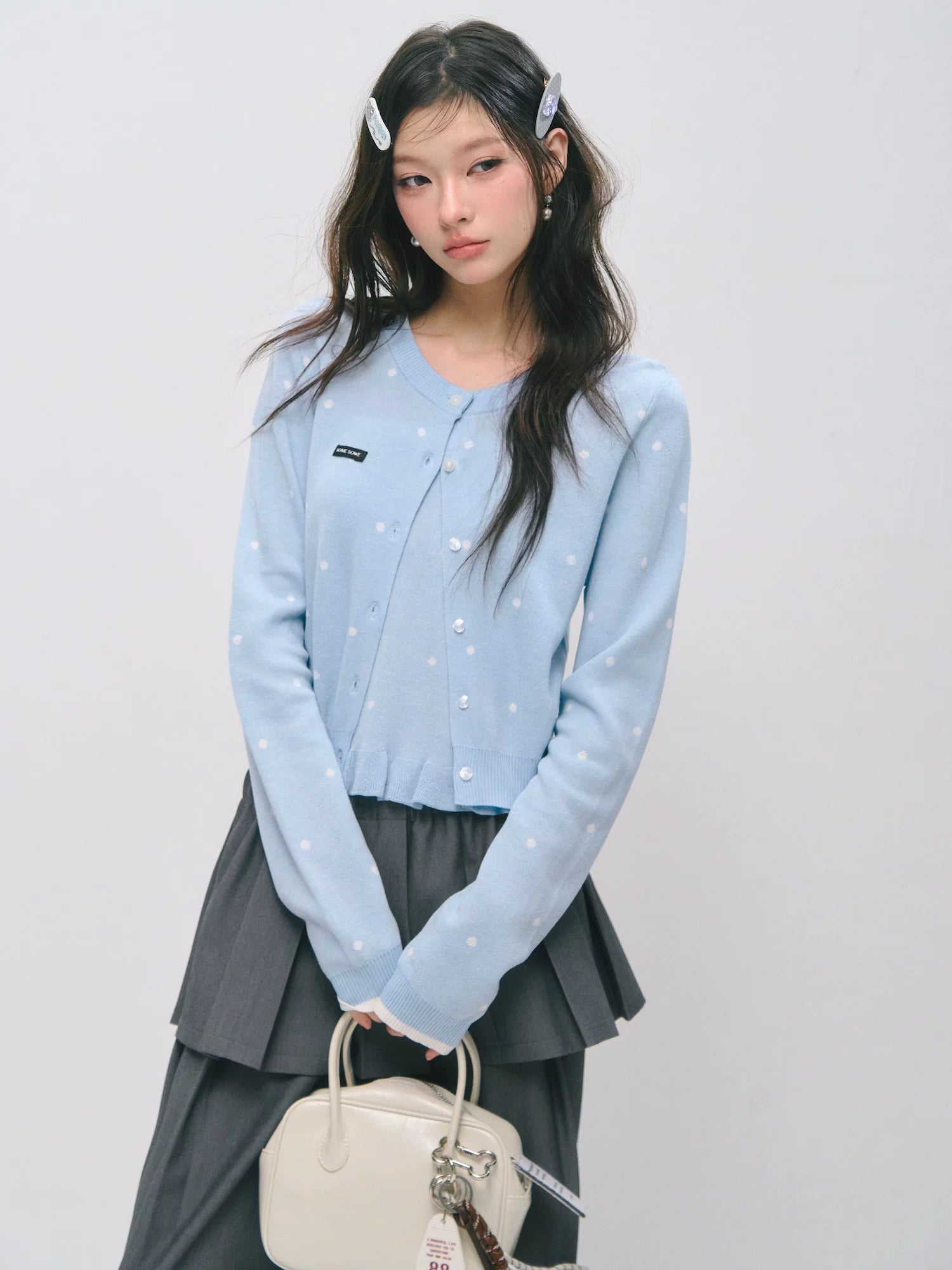 Ruffle Trim Bandeau & Cardigan Knit Set