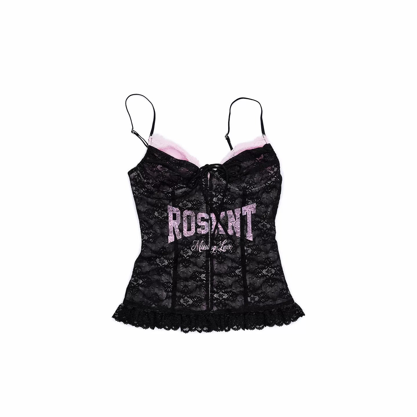 Lace-Up Letter Print Corset Camisole
