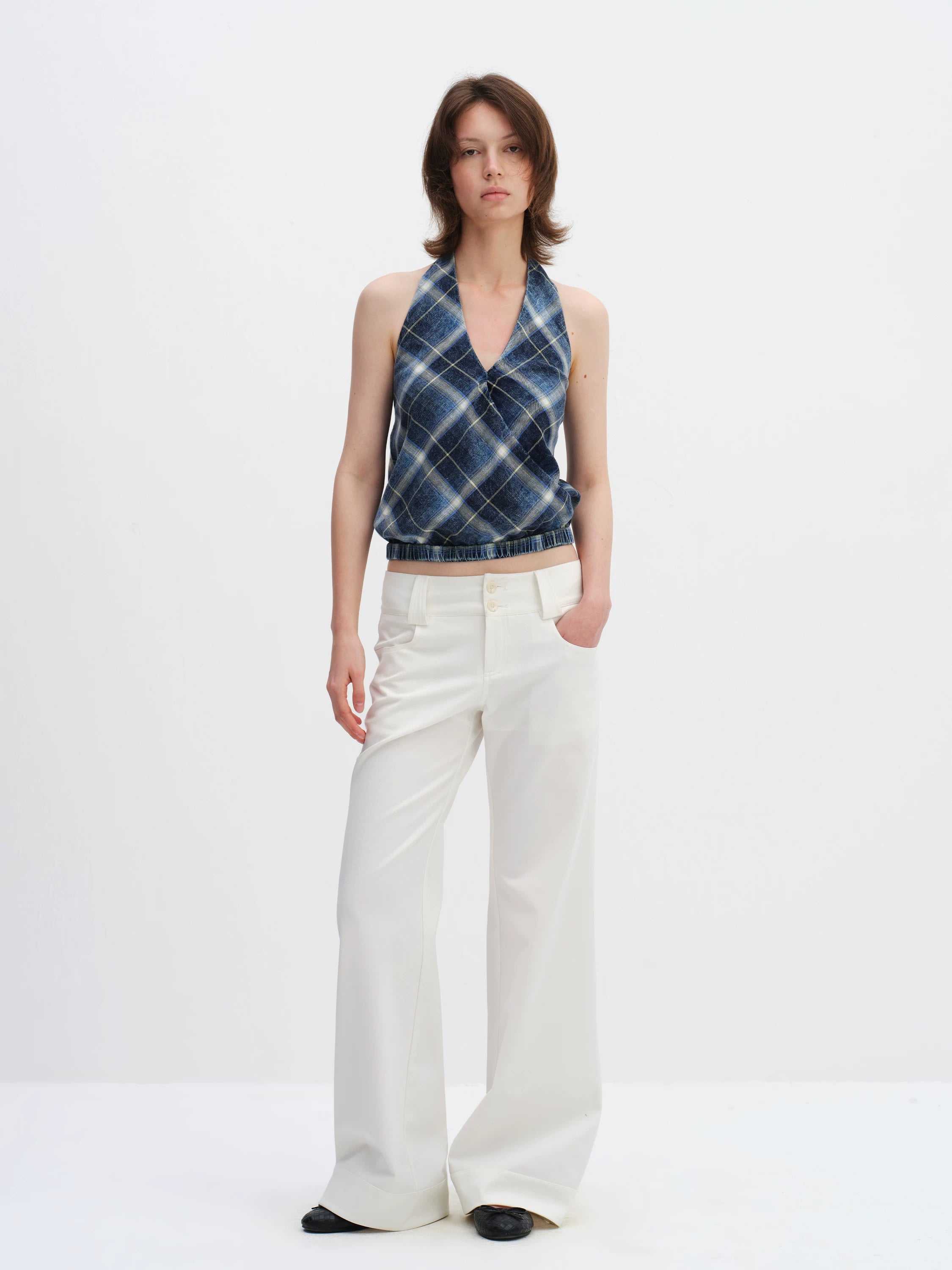 Low-Rise Wide-Leg Tailored Trousers