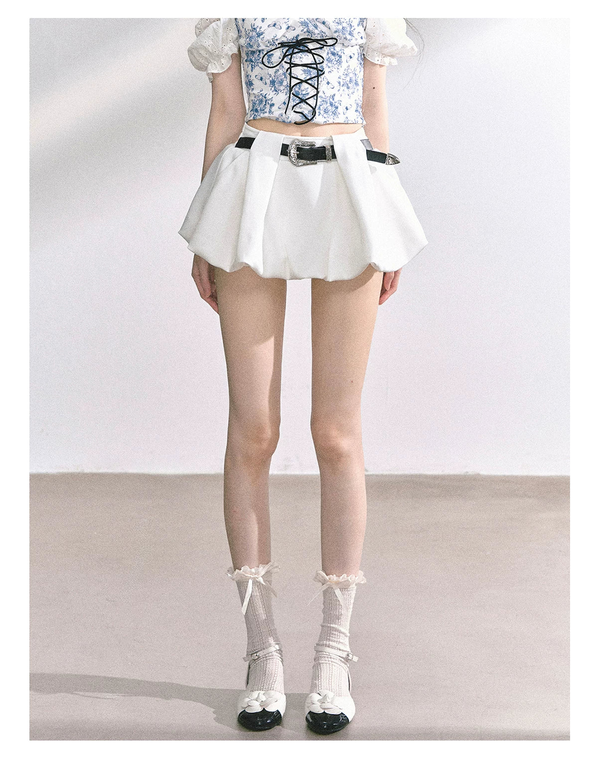 American-Style High-Waist Bubble Mini Skirt