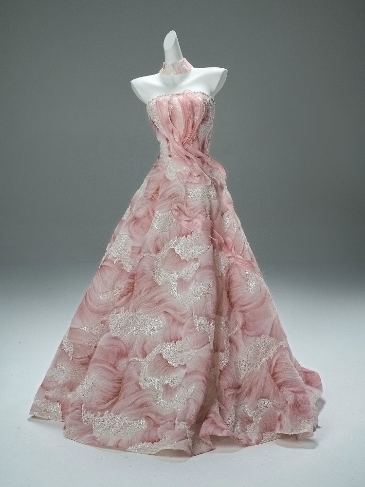 Exquisite Pink Handcrafted Couture Gown