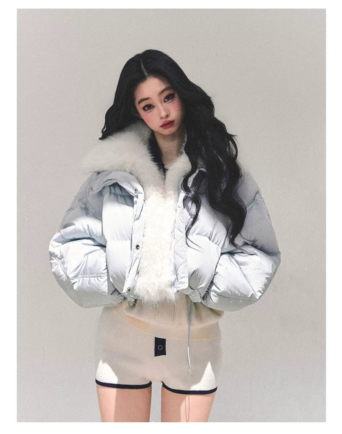 Short White Duck Down Puffer Jacket