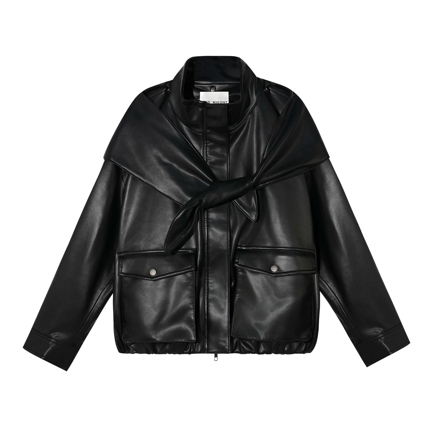 Detachable Bunny-Ear Hood Cropped PU Leather Jacket
