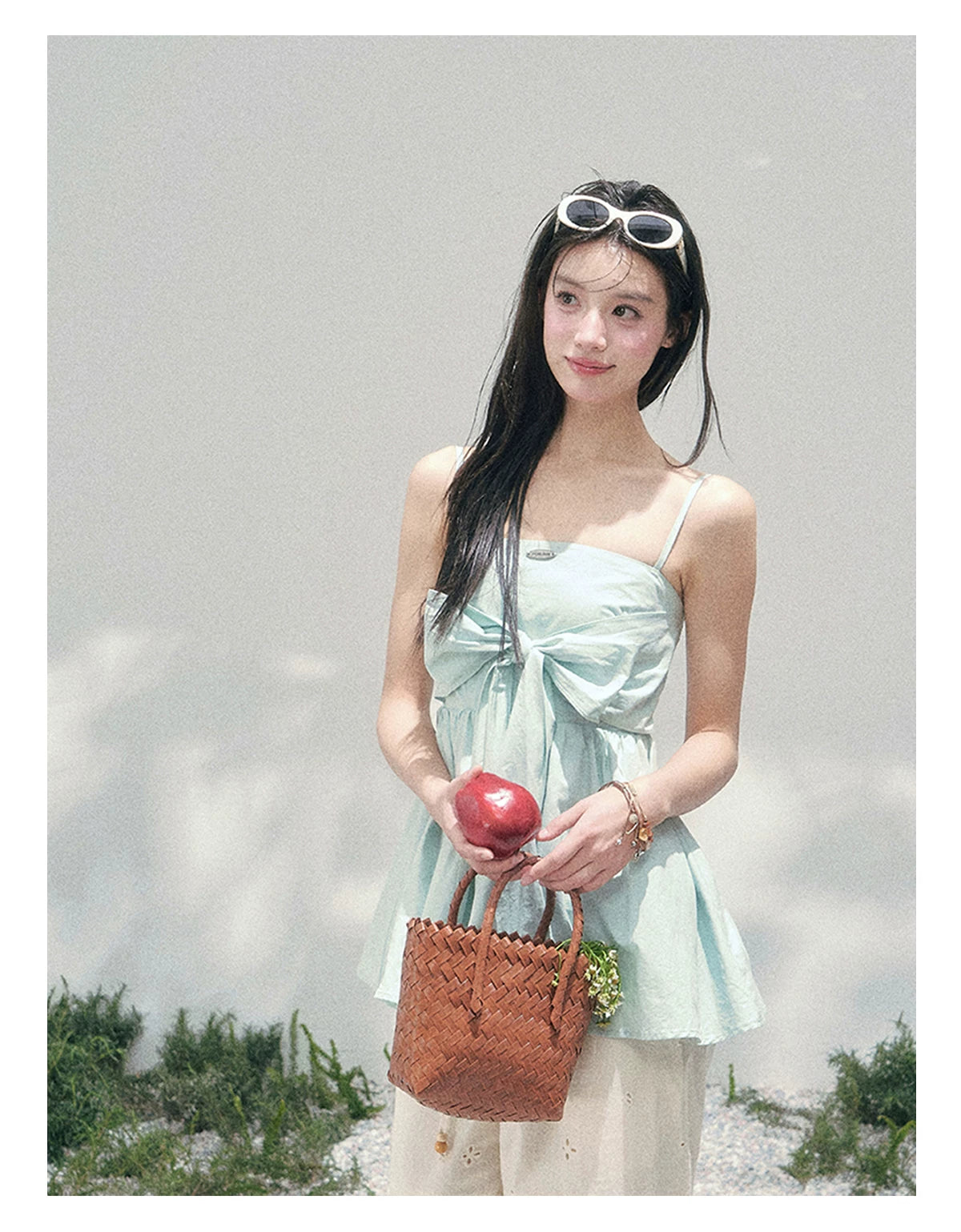 Blue Whisper Bow Camisole Top