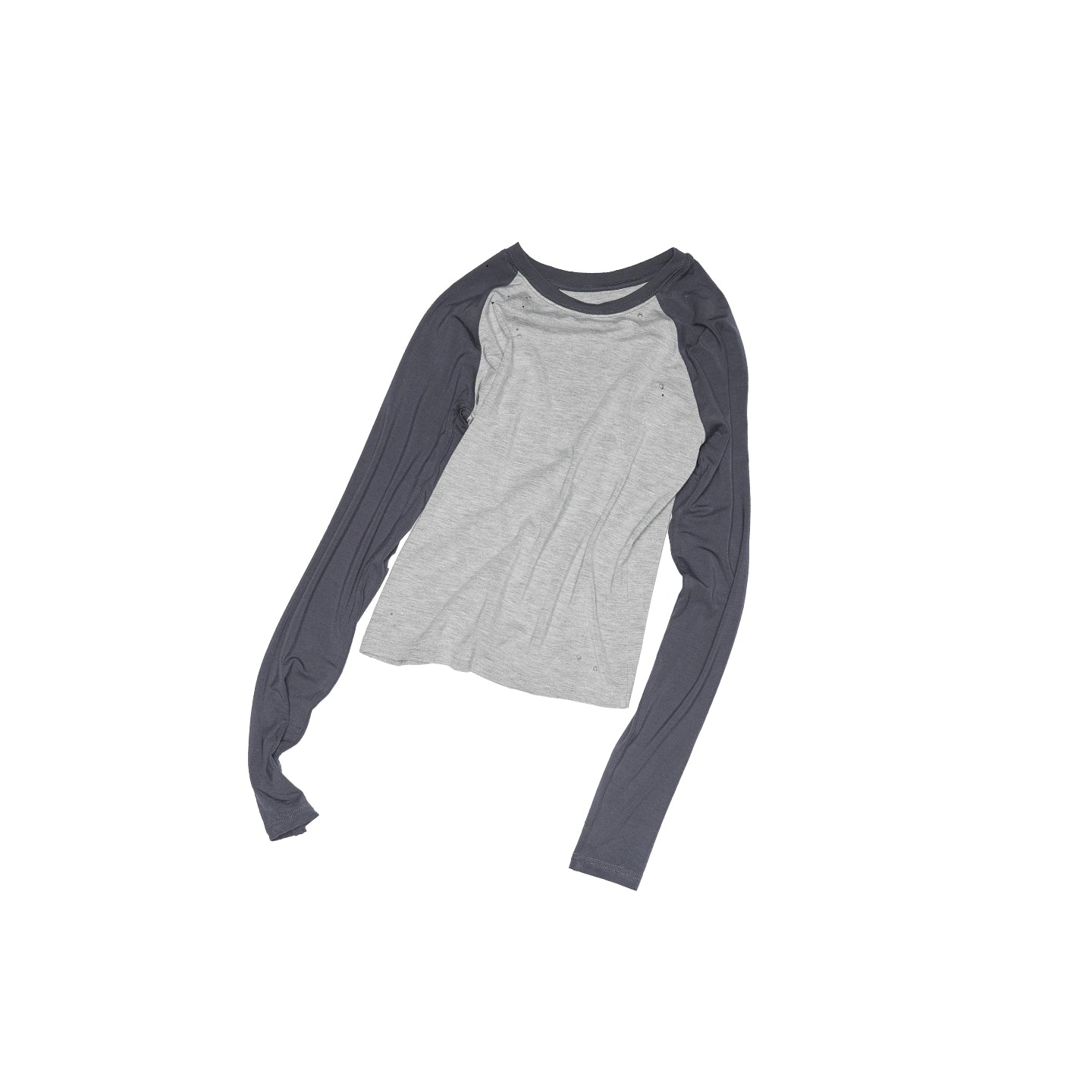 Printed Ripped Color-Block Crew Neck T-shirt