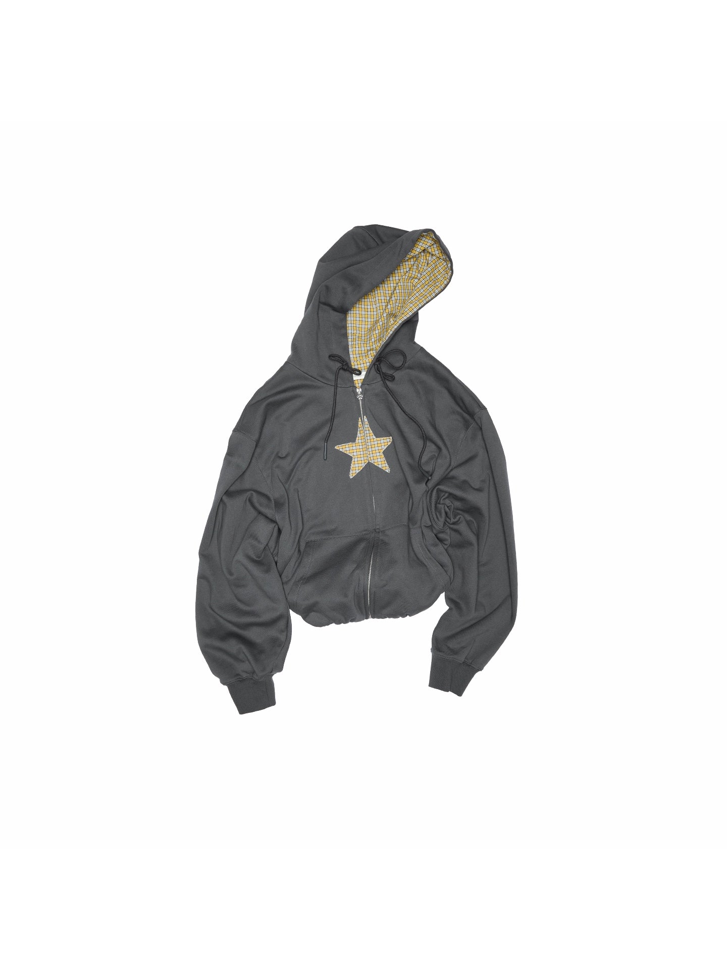 Star Patch Oversized Zip-up Hoodie
