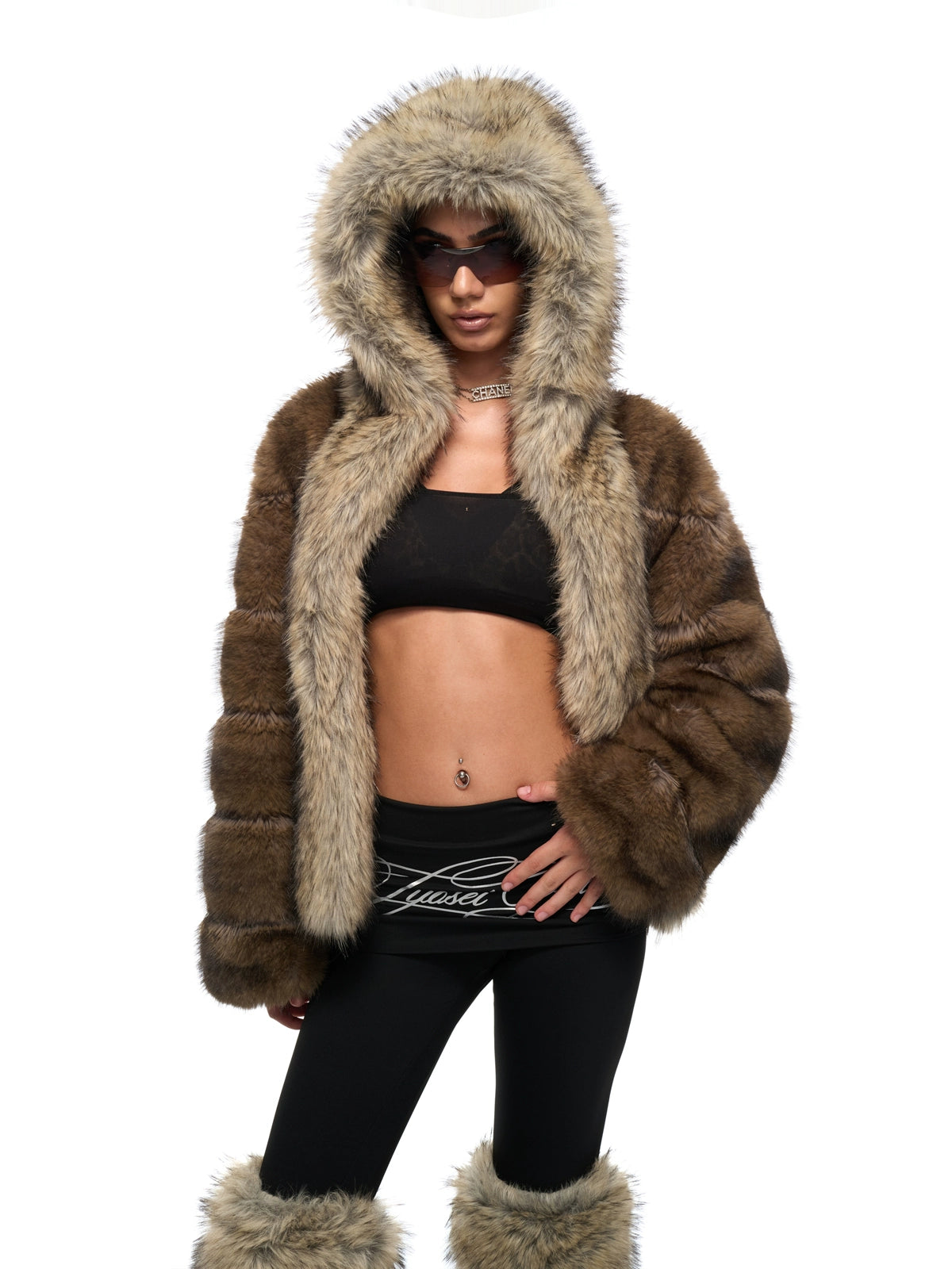 Faux Fur Hooded Oversized Jacket