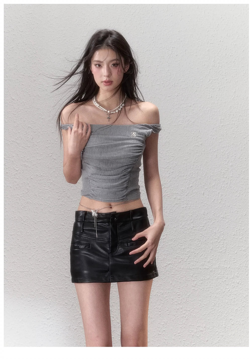 Cinched-Waist Pleated Off Shoulder Blouse - CHINASQUAD