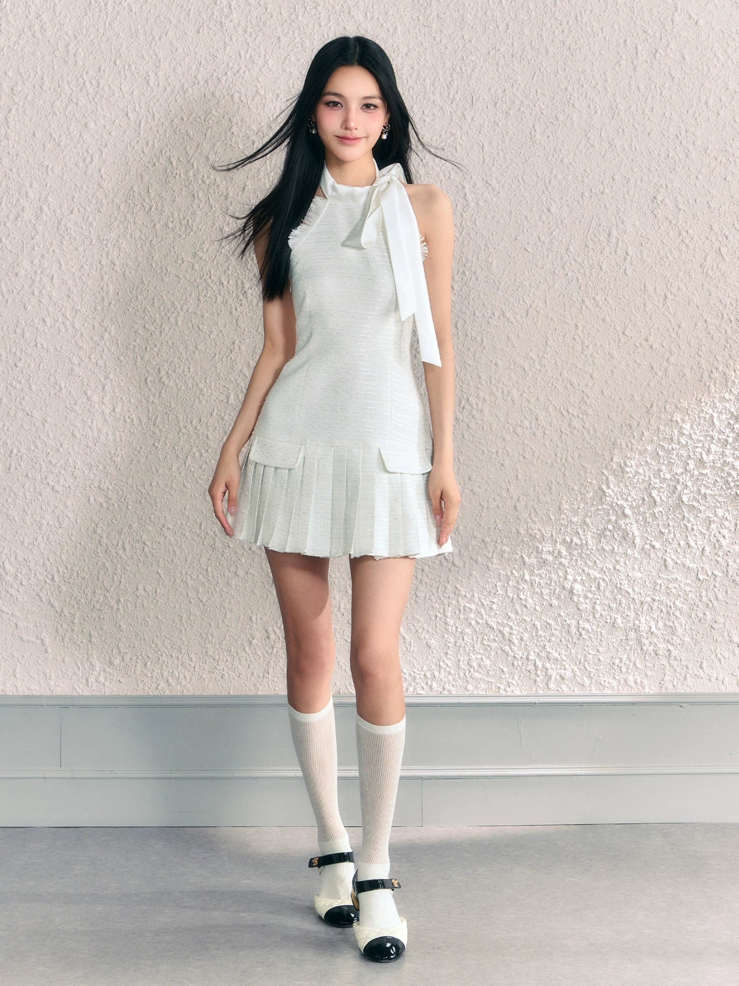 (Final Sale) White Bowtie Slip Mini Dress
