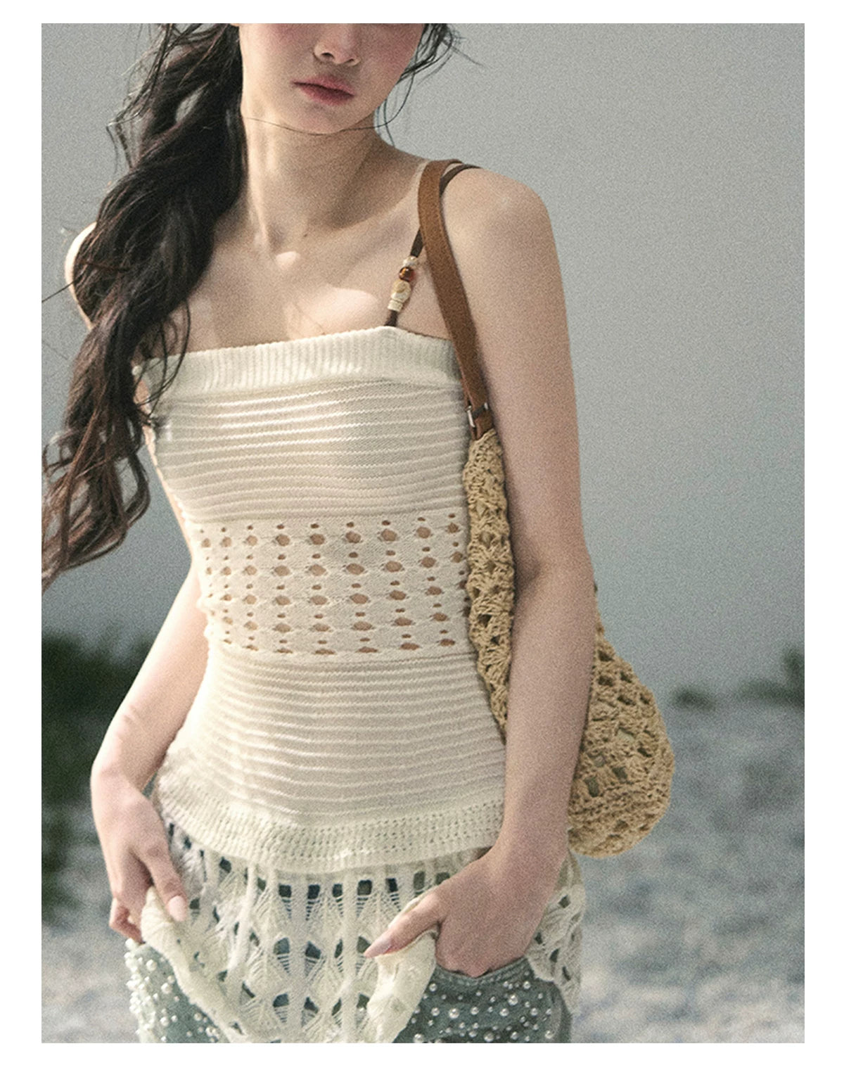 “The Space Between” Open-Shoulder Knit Camisole