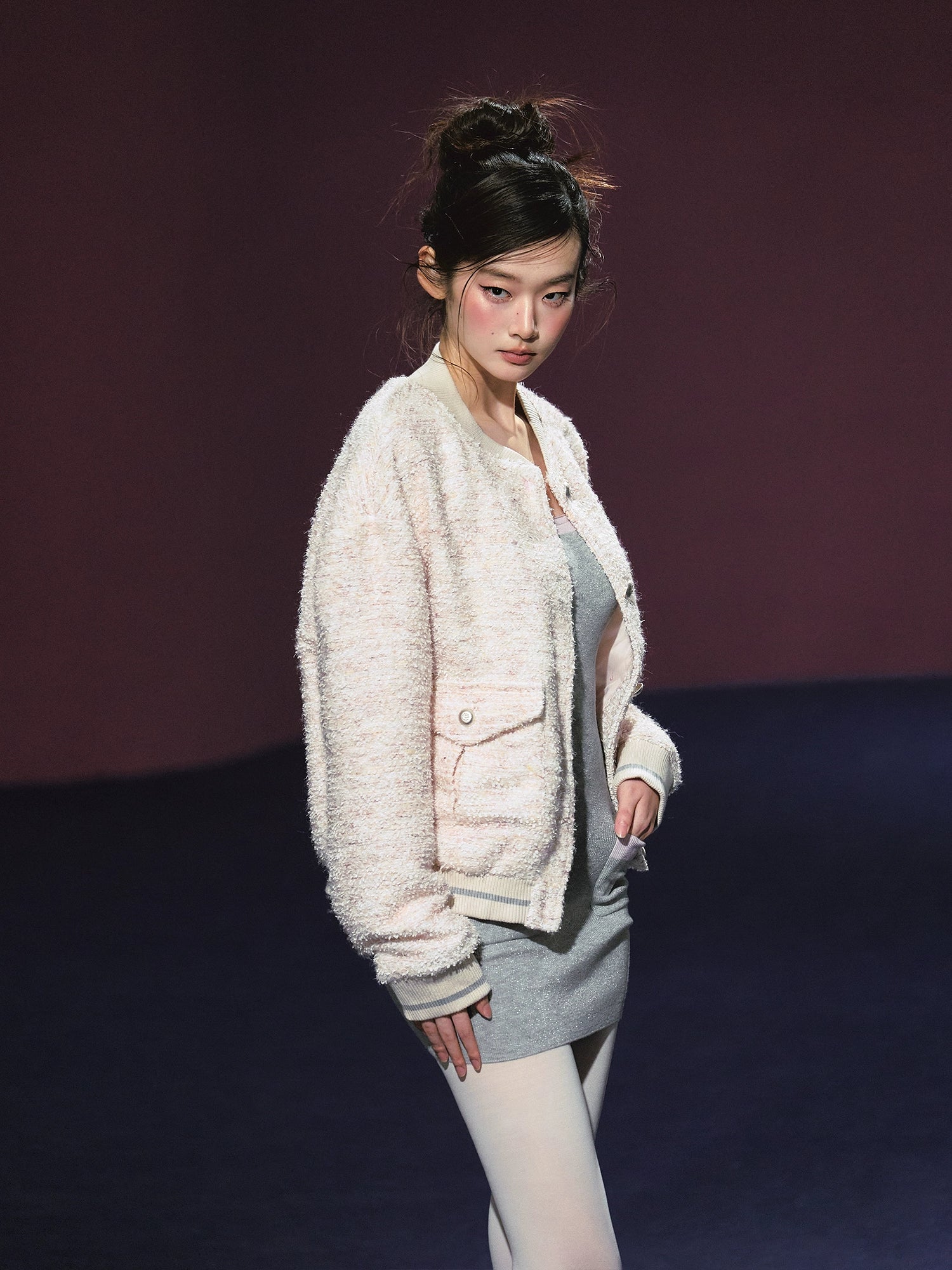 Tweed Textured Drop-shoulder Jacket