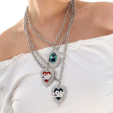 Cat Heart Enamel Pendant Necklace - CHINASQUAD