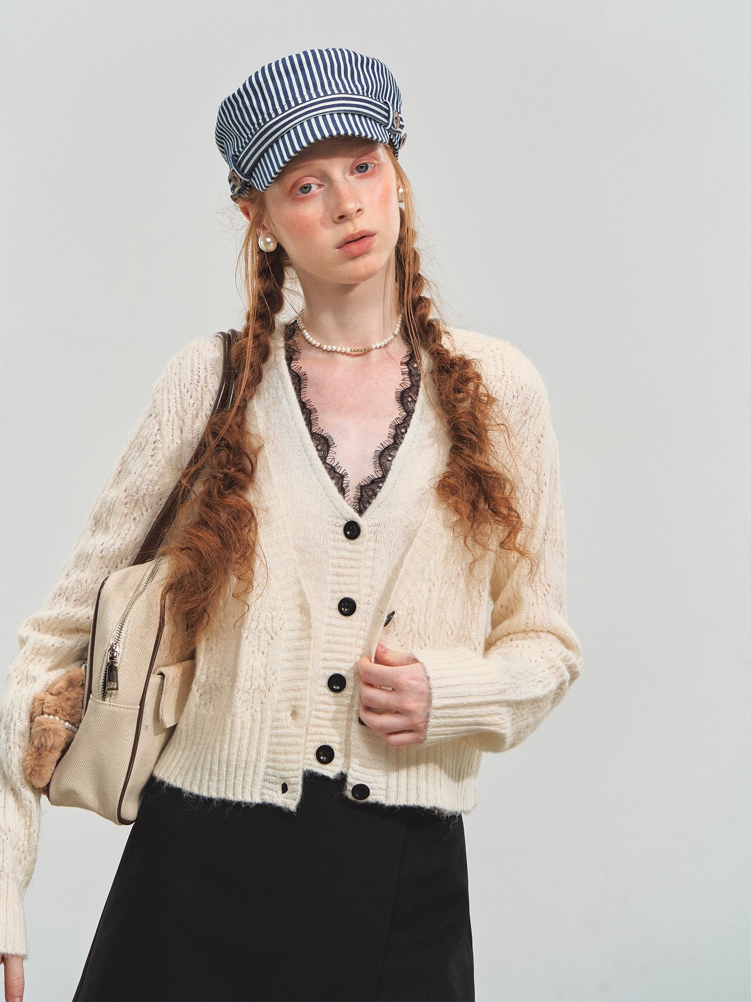 Lace V-Neck Layered Cardigan