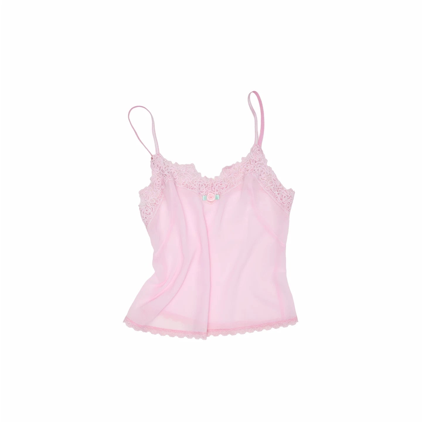 Lace-Trim V-Neck Sheer Camisole