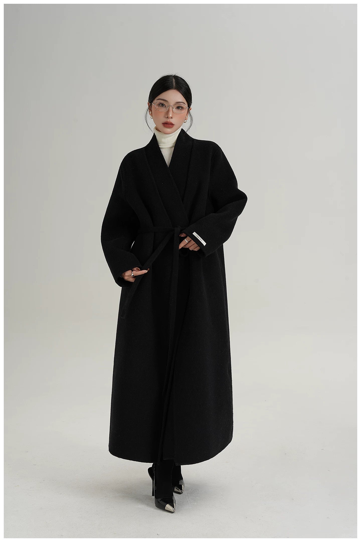 Elegant Double-Faced Wool Long Coat