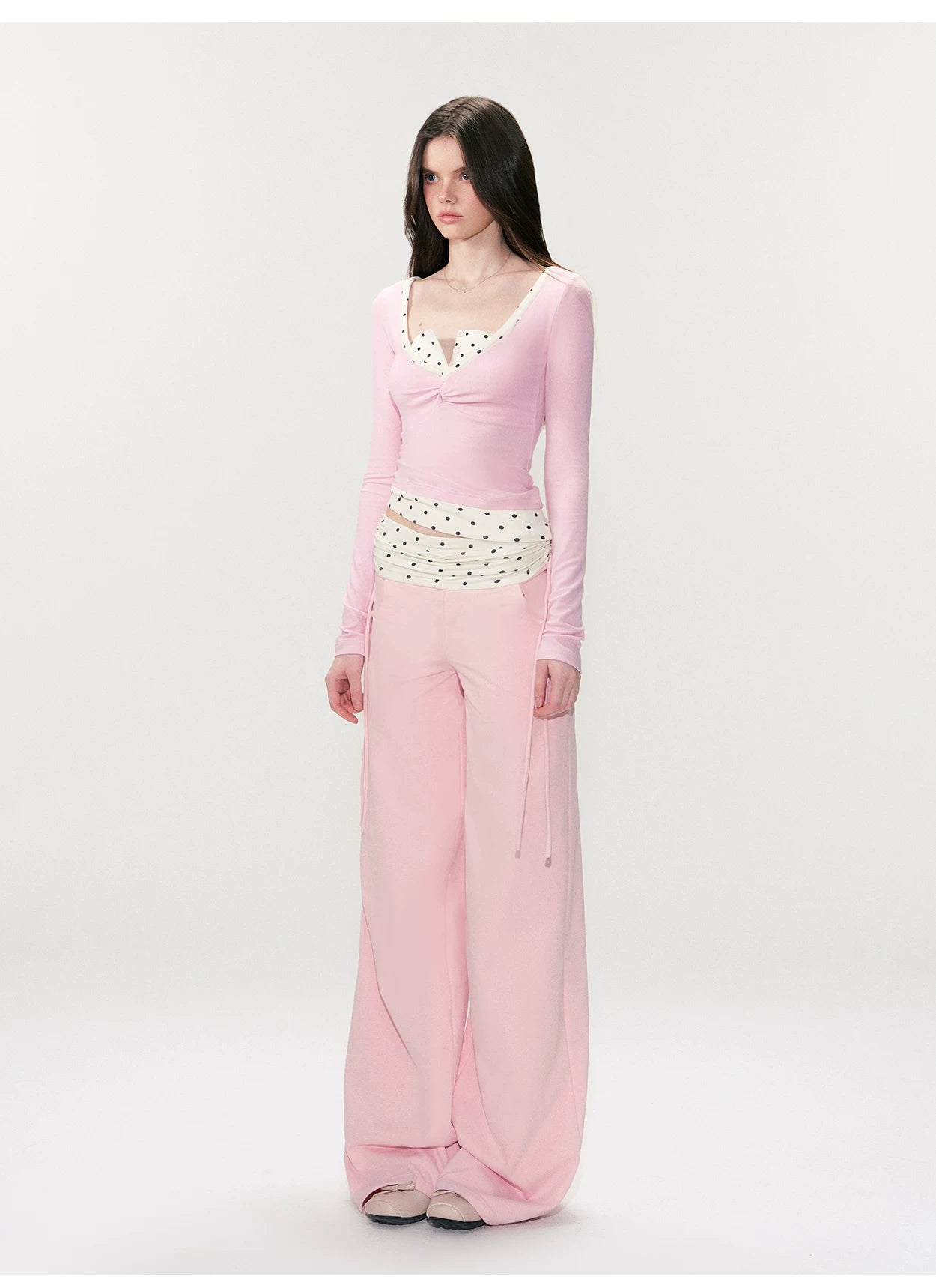 Drawstring Waist Straight-Leg Pants