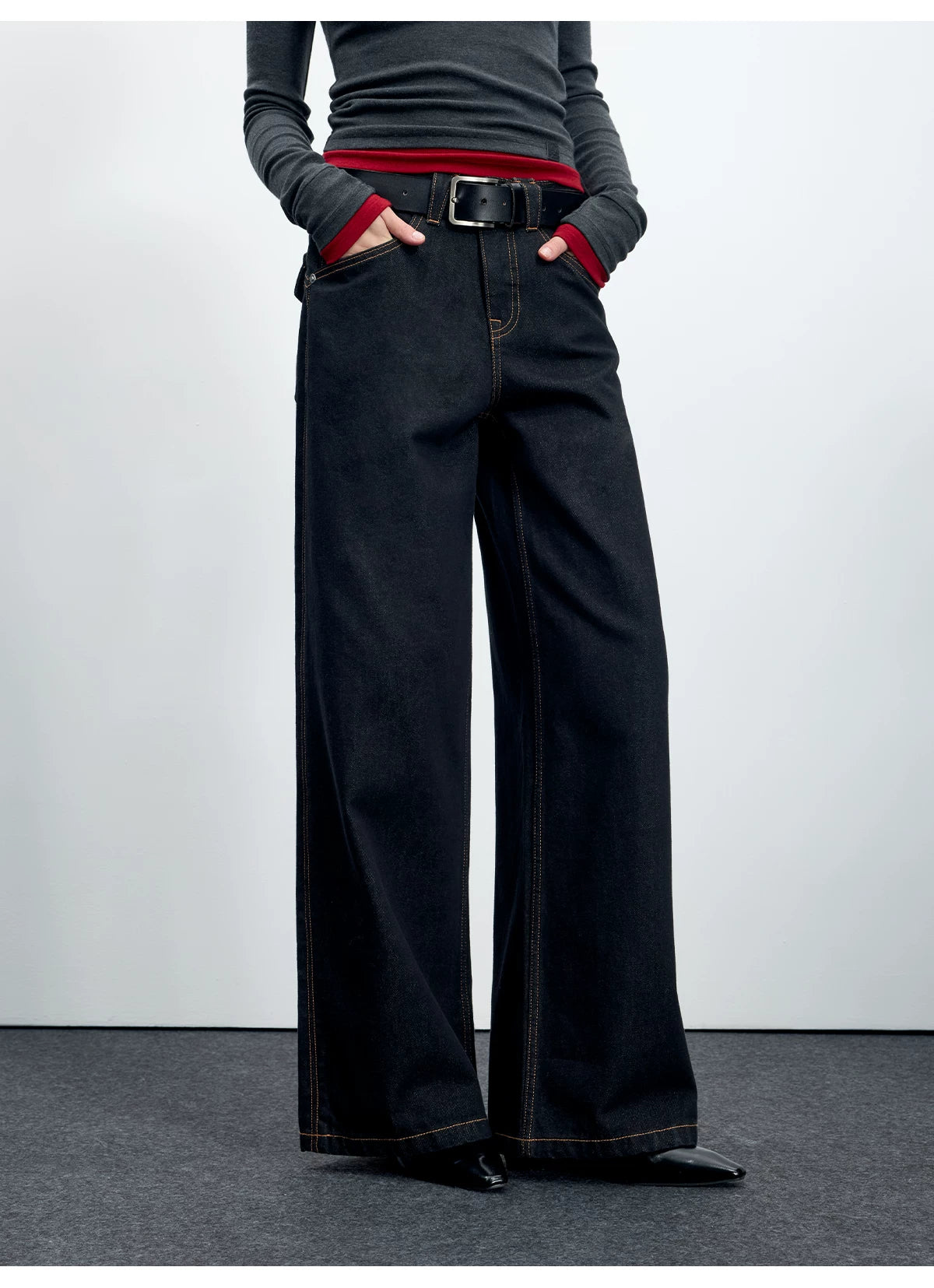 Denim Mid-Low Rise Straight-Leg Jeans