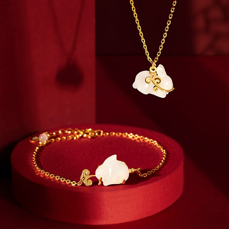 Hetian Jade Little Jade Rabbit Bracelet - CHINASQUAD