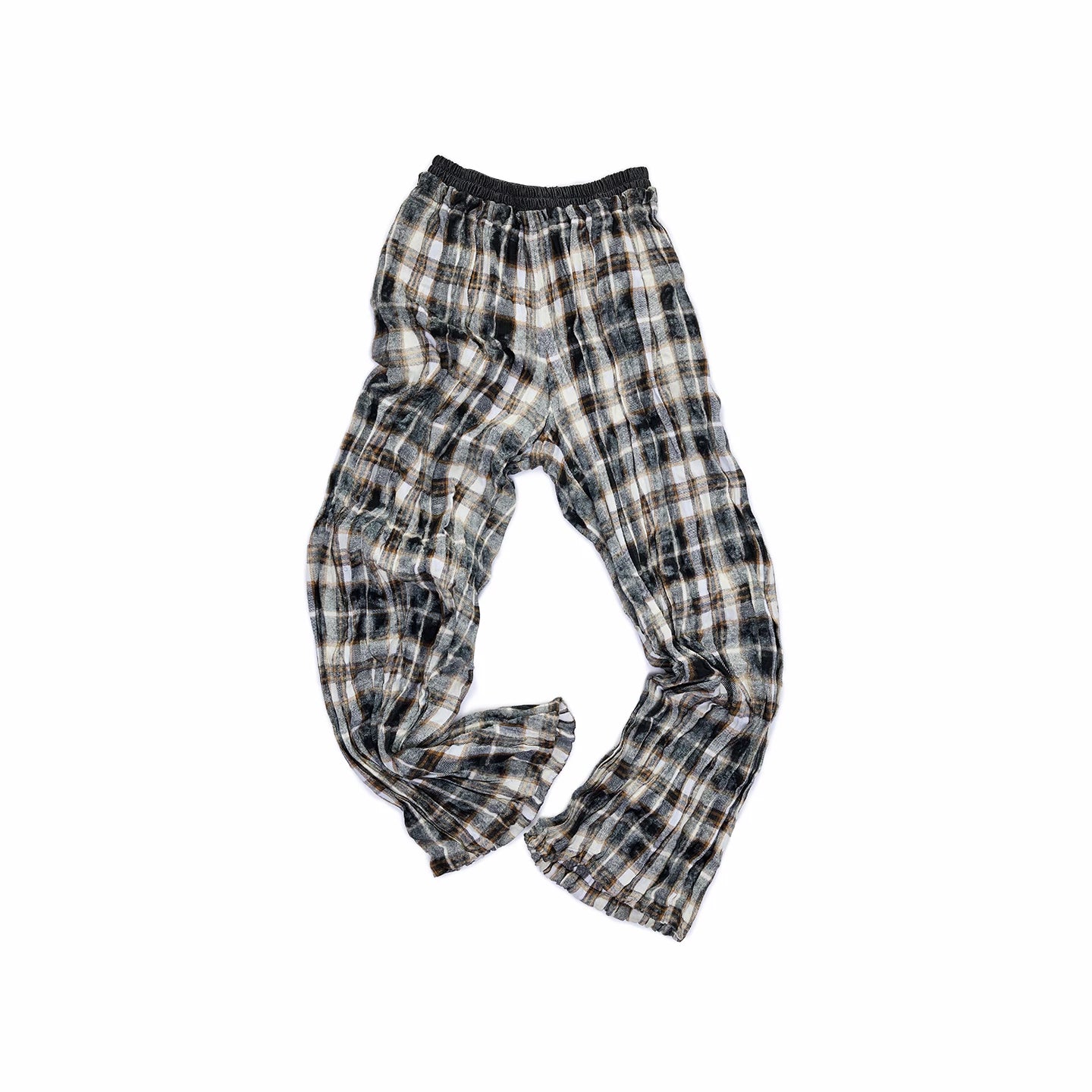 Crinkled-Waist Wide-Leg Cargo Pants