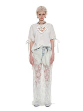 Black & Blue Lace Panel Denim Maxi Skirt - CHINASQUAD
