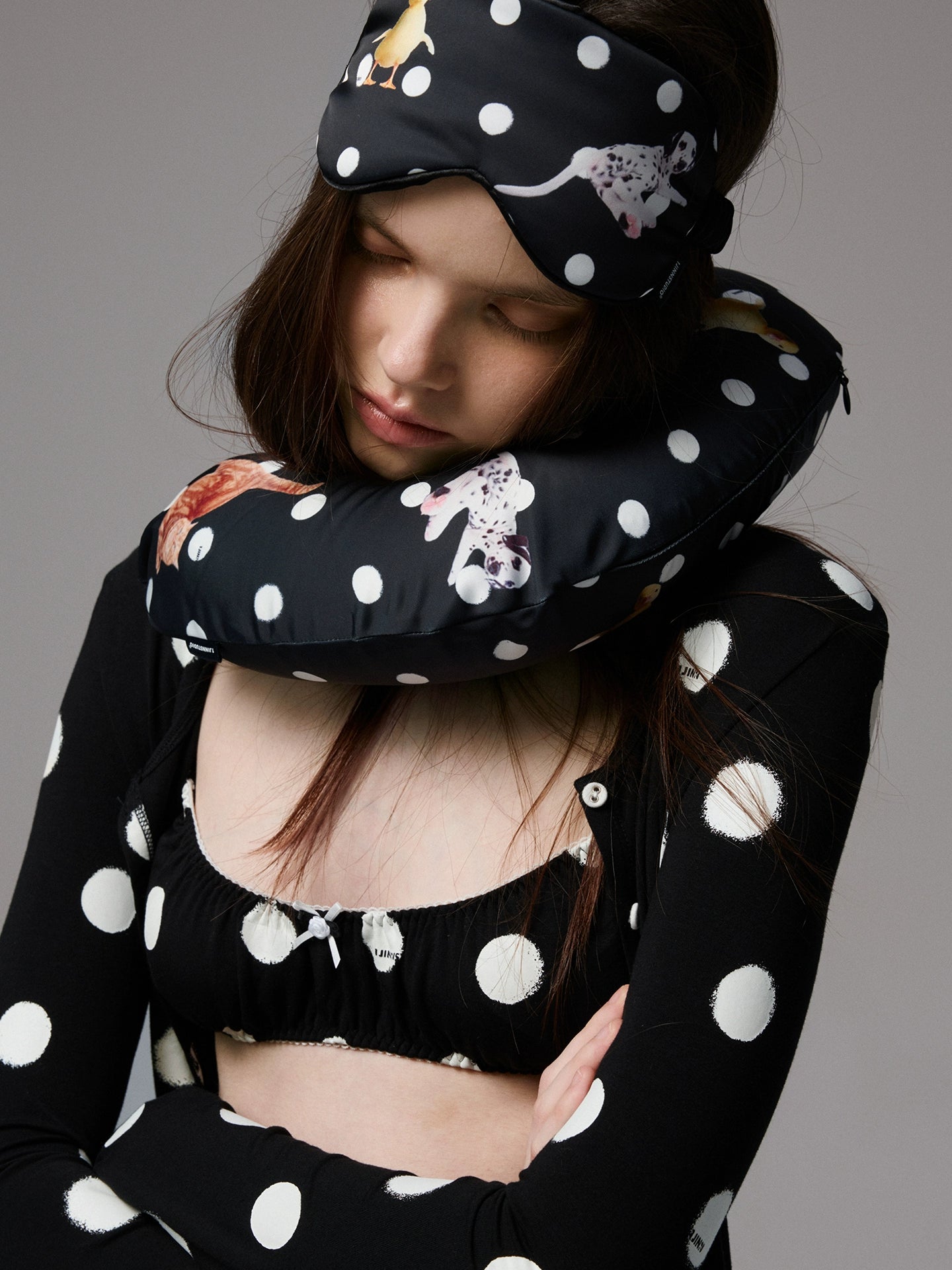 Color-Block Polka Dot Lace Lingerie