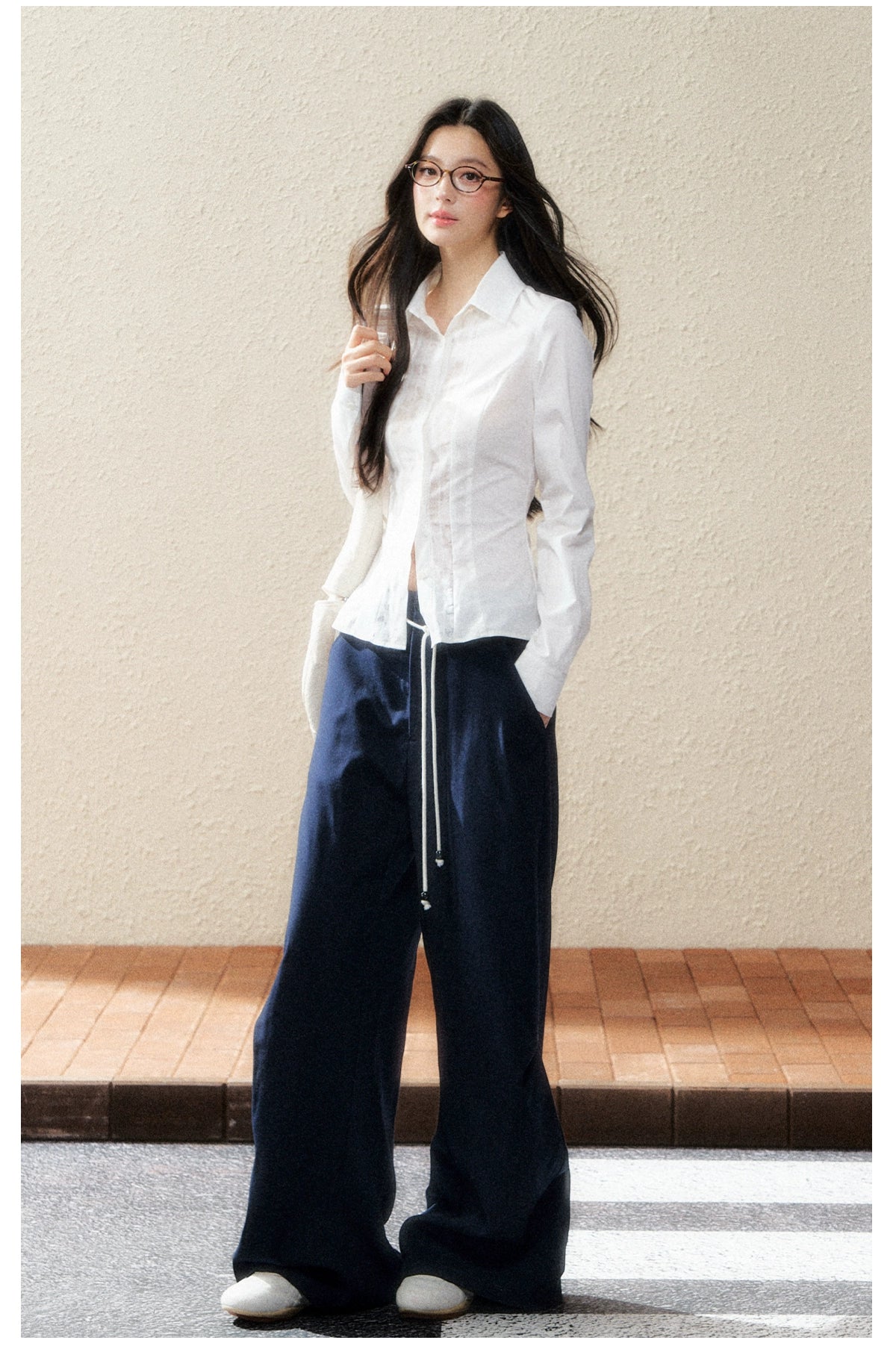 Midnight High-Waist Wide-Leg Trousers - CHINASQUAD