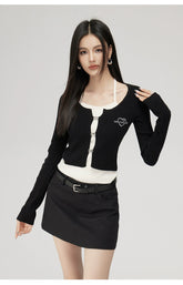 Fake Two Piece Knit Halter Blouse - CHINASQUAD