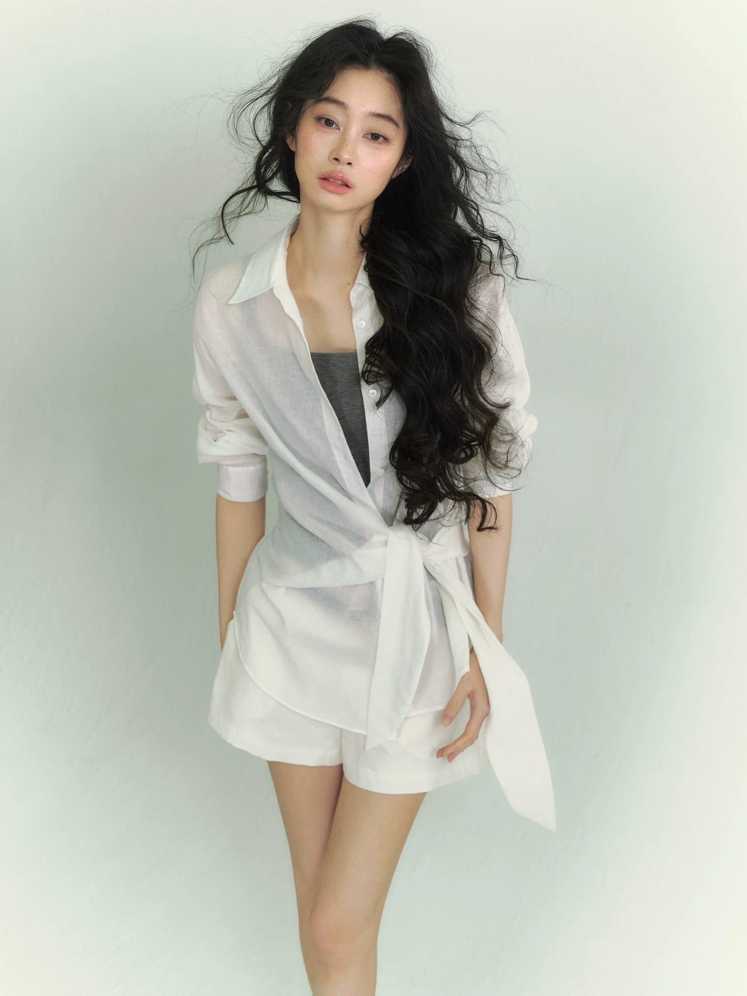 Airy Tie-Front Wrap Shirt