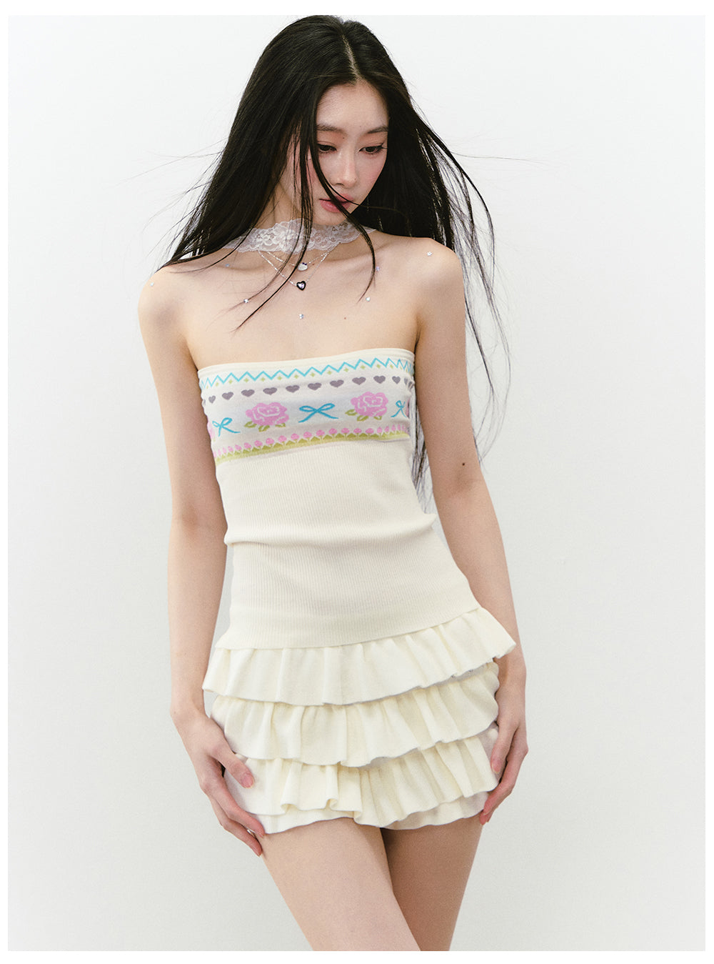 Floral Lace Off-Shoulder Bustier Vest - CHINASQUAD