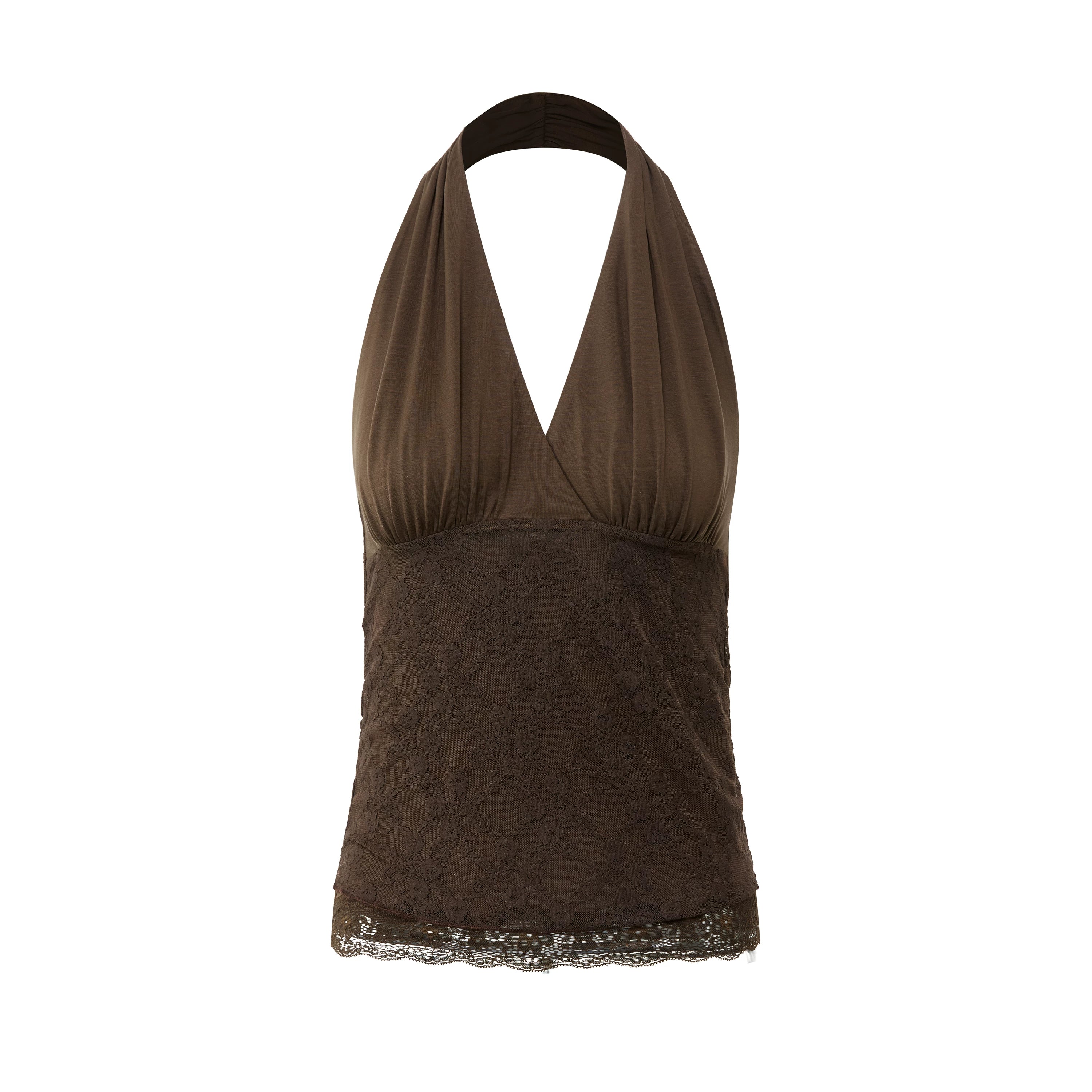 Lyocell Lace Panel Halter Top