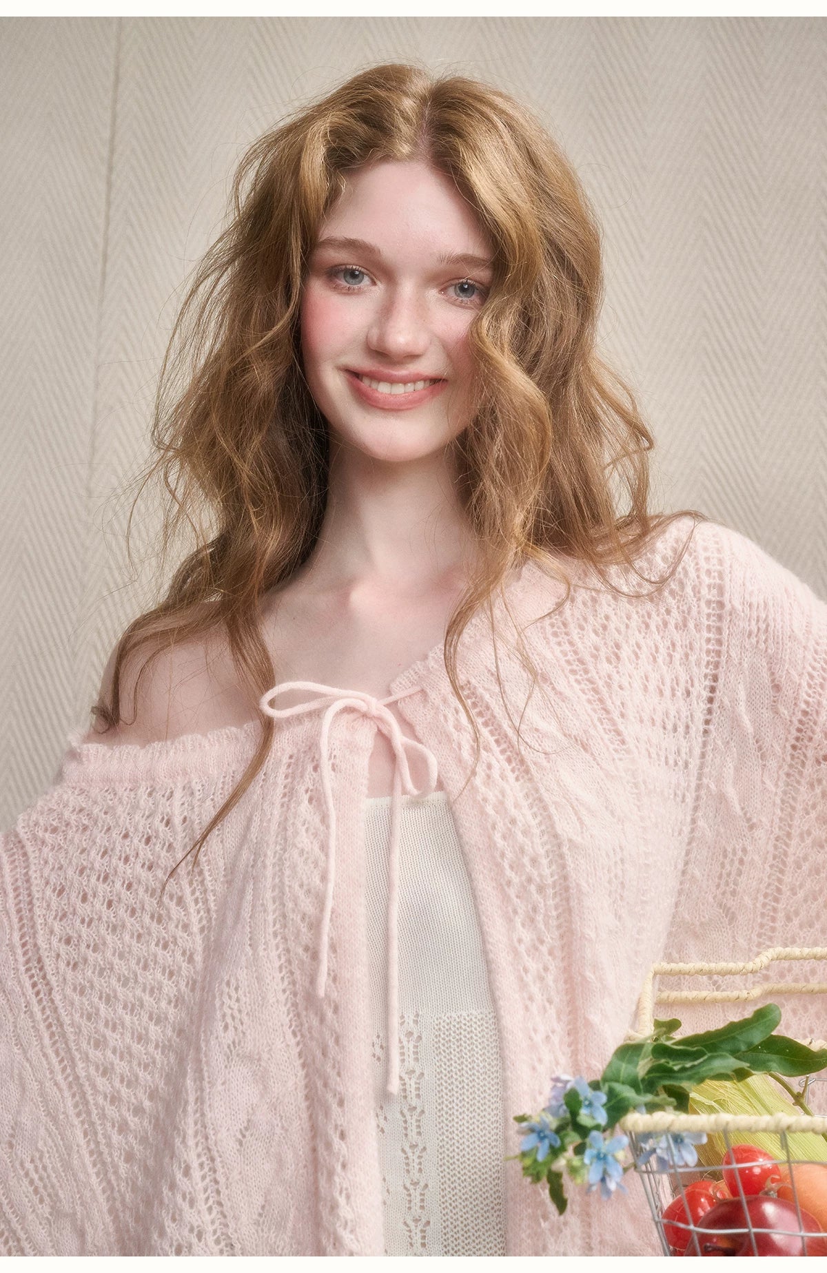 Mohair Wool Openwork Knit Cardigan