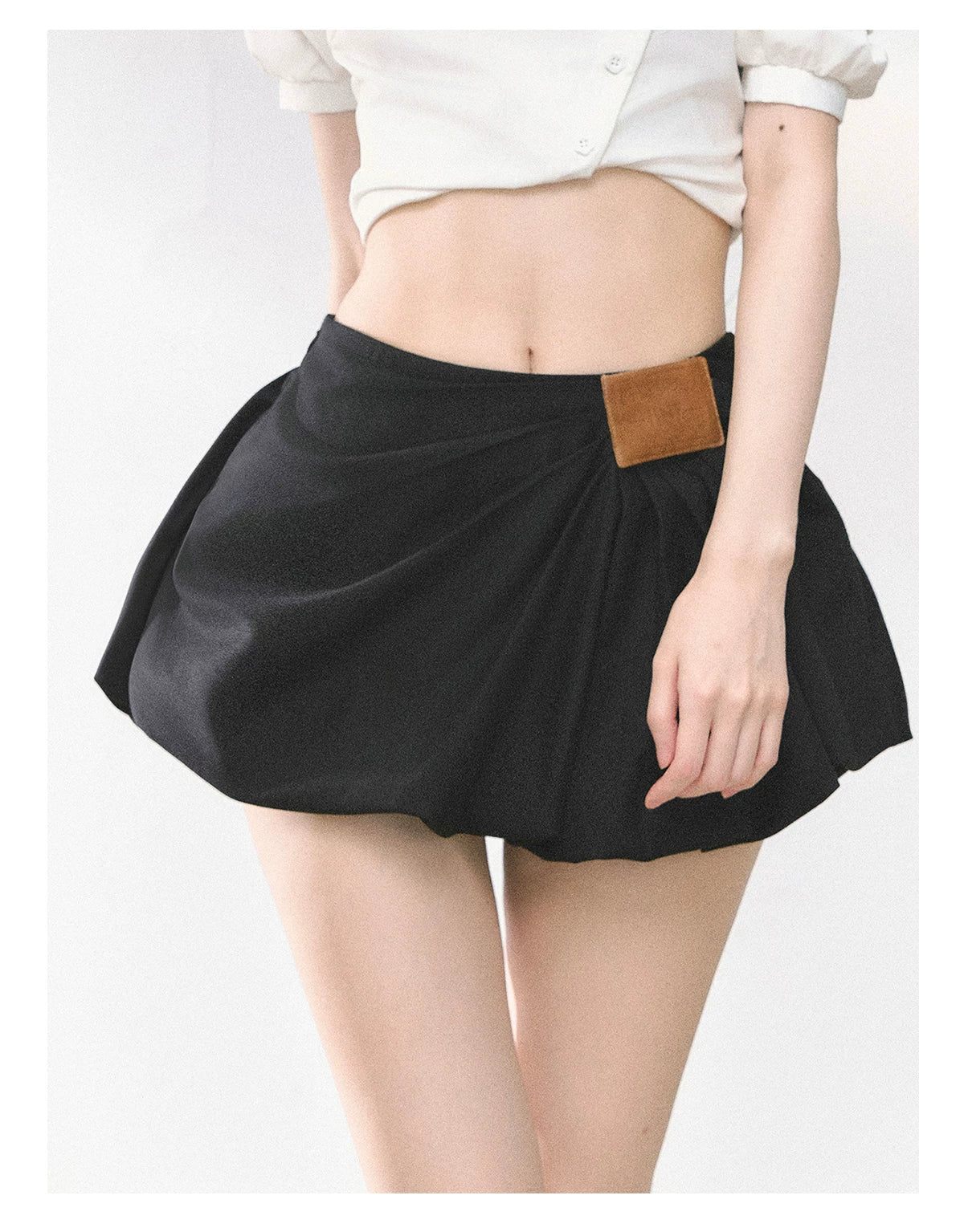 American-Style High-Waist Bubble Mini Skirt